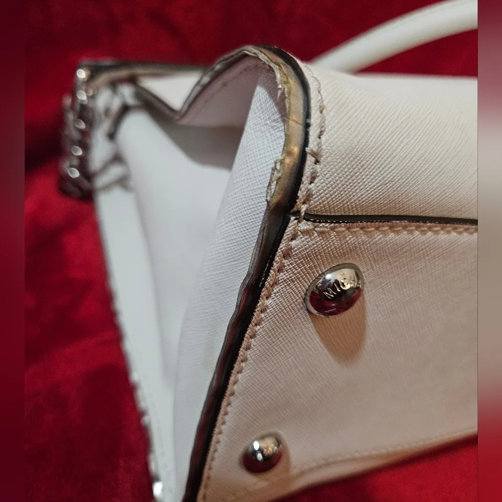Michael Kors Large Hamilton Leather Vanilla/White Satchel